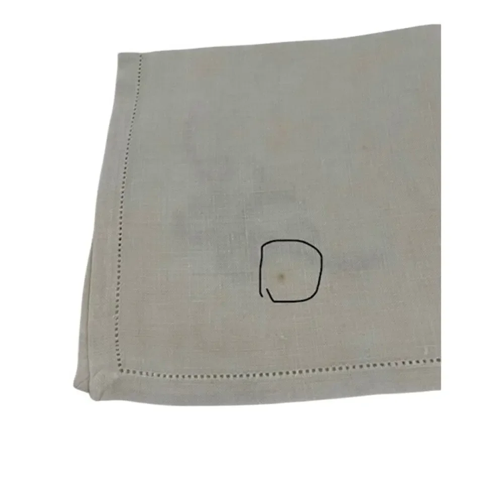 Vintage handmade linen dining napkins (12) with cross stitch